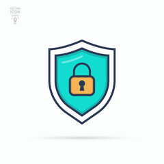 Shield set icon. Protection, security, password security concept. Isolated vector illustration.
