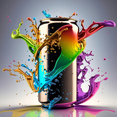 paint can with paint splashes