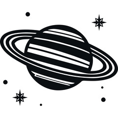 saturn planet monochrome style © Jemastock