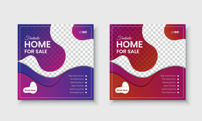 Real Estate Business Social media post design template vector image banner, ads, cover, for Facebook, Instagram, LinkedIn, and Twitter in square size.