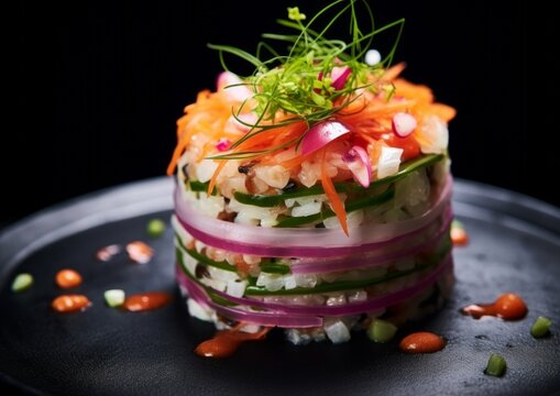 beautifully presented Tai Meshi with a sprinkle of spring onions on top
