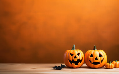 Halloween pumpkin lantern background,created with generative ai tecnology.
