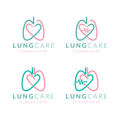 set lung health logo design vector illustration