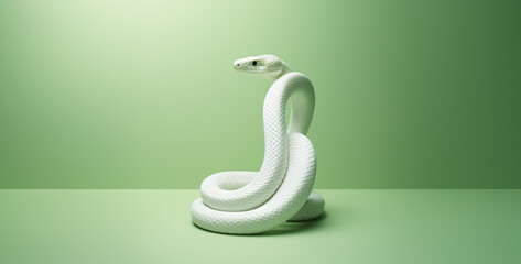 Obraz premium White Snake Minimalist taste pale tone baseda. Generative Ai content