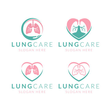 set lung health logo design vector illustration