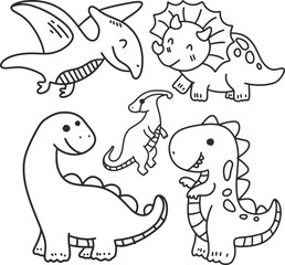 Obraz na płótnie Canvas Dino hand drawn design for coloring book