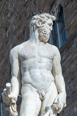Fototapeta na wymiar statues of the Neptune fountain in Florence, Italy
