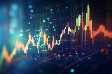  trading market with stock charts on desktop computer screen - obrazy, fototapety, plakaty