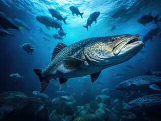 Cod in its Natural Habitat, Wildlife Photography, Generative AI