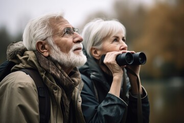shot of a couple out birdwatching together
