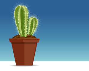 Cactus in a flower pot, icon, illustration