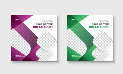 Real Estate Business Social media post design template vector image banner, ads, cover, for Facebook, Instagram, LinkedIn, and Twitter in square size.
