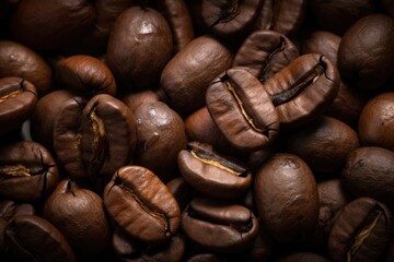 fresh roasted coffee beans closeup for background