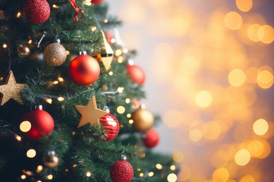 christmas tree with baubles and decorations 