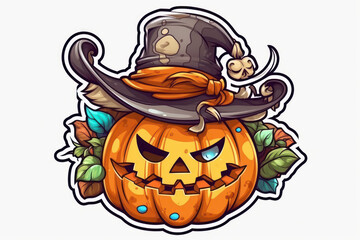 Scary pumpkin Jack o lantern cartoon illustrations. Generative AI.