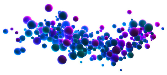 Abstract futuristic composition with many dreamy neon flying glowing spheres. Vector background for future digital technology, data science, particles, digital world, cyberspace or landing page