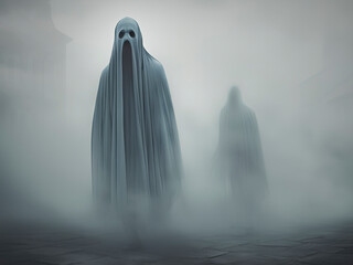 Foggy city ghosts - obrazy, fototapety, plakaty