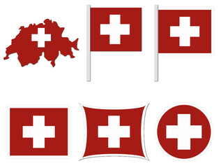Fototapeta premium Switzerland Flags on many objects illustration