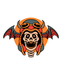 horror biker tattoo illustration design