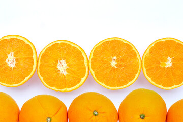 Orange fruit on white background.