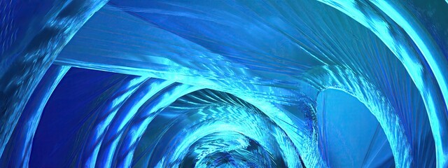 Elegant and Modern 3D Rendering image background of tunnel blue with crystal texture