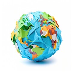 The Planet Earth, made of origami folded paper