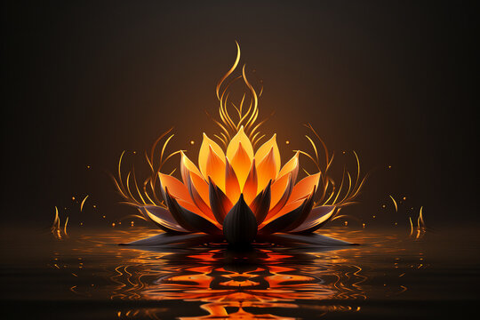 Generative AI image of beautiful lotus gracefully poised on dark backdrop