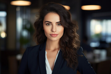 Obraz premium Generative AI picture portrait of amazing gorgeous office worker young woman