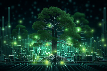 Picture generative AI concept saving of ecology technology science for the development of sustainability