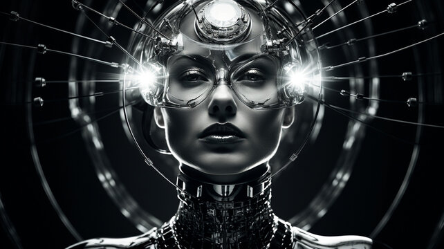 1950's Atomic age portrait of model as astronaut wearing sci-fi style space suit and helmet in preparation for experimental interstellar travel to the moon and beyond.	