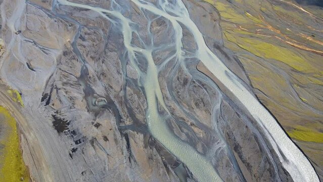 Thakgil in Iceland Flug mit Drohne &uuml;ber das Schwemmland