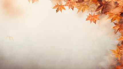 Naklejka na ściany i meble Autumn frame with colored fall leaves in the wind