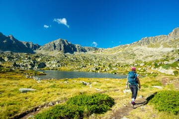Pyrenees Pessons peak and lakes in Andorra	