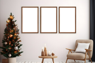 Christmas Three Blank frame, Christmas Wall Artwork Wood Frame Mockup