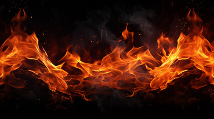 Fototapeta na wymiar Fire flames isolated on black background