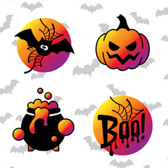 Happy Halloween. October 31. Set of simple vector illustrations. Ideal for poster media banner cover or card.