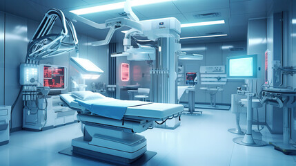 Modern equipment in operating room. Medical devices for neurosurgery