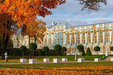 Catherine palace and park in autumn, Pushkin (Tsarskoe Selo), Saint Petersburg, Russia