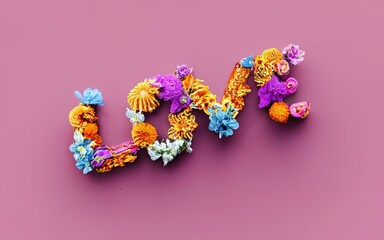 Love text with flowers with Generative AI.