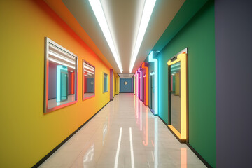 Pop-art style hallway interior in the hotel or luxury house