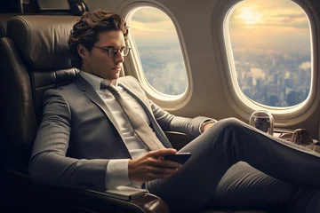 Fotobehang Businessman flying on his private jet © arhendrix