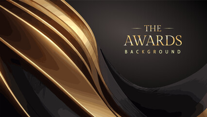 Black golden royal awards graphics background. Luxury premium corporate abstract design. Elegant realistic paper cut style 3d. Modern template certificate. Vector illustration. - obrazy, fototapety, plakaty