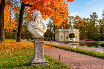 Catherine park in golden fall, Tsarskoe Selo (Pushkin), Saint Petersburg, Russia