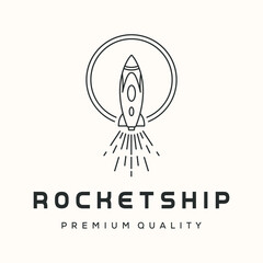 jet rocket line art logo vector minimalist illustration design, boost rocket logo design