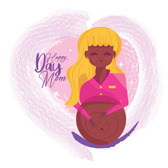 Isolated pregnant woman character with blonde hair Mother day celebration Vector