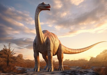 Brontosaurus in the sunset