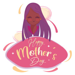 Isolated happy afro american girl character Happy mother day celebration Vector