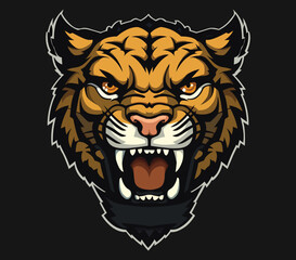 Thunderous Roar Vector Flat Graphics Gaming Style Mascot Illustration of a Ferocious Leopard Unleashing its Fury