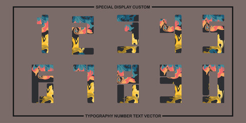 assorted digital custom vector numbers. minimum. Color gradation. Dark. Banner Network. 3d effect. Design. futuristic. Paper cut or effect. Luxury. Premium. (121)