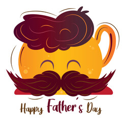Isolated cute coffee cup with mustache Father day poster Vector